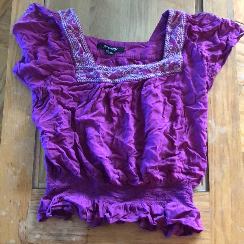 Forever 21 Purple Ruched Top